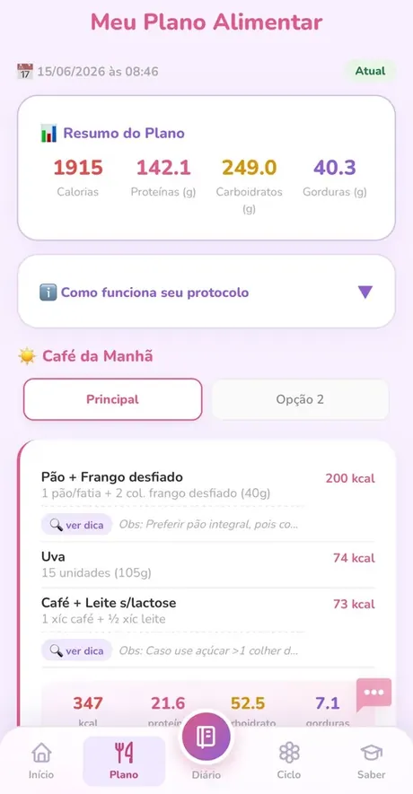 Plano alimentar personalizado